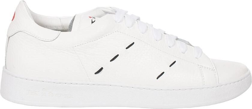 Kiton Witte leren handgemaakte veterschoenen