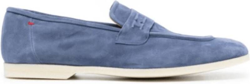 Kiton Korenbloemblauwe Su?de Loafers Blue Heren