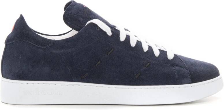 Kiton Suede Lage Sneaker met Rubberen Zool Blue Heren