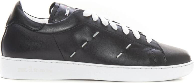 Kiton Met de hand genaaide leren sneakers met retrologo