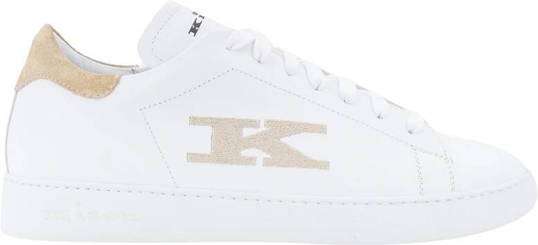 Kiton Sneakers van leer met geborduurd monogram White Heren