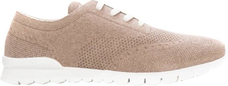 Kiton Sportschoenen Sneaker Vetersluiting Antislipzool Verwijderbare Binnenzool Beige Heren