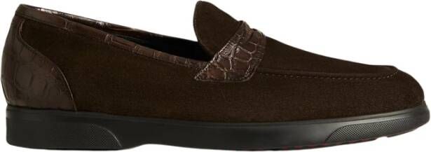 Kiton Suède kalfsleren loafers met krokodillenleren inzetstukken - Foto 2