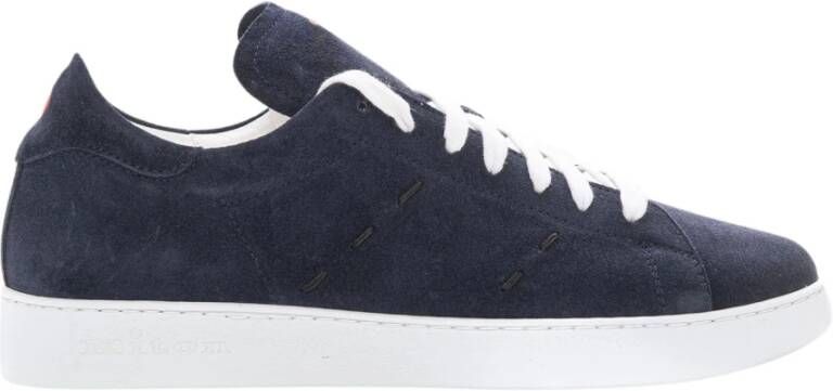 Kiton Suede Lage Sneaker met Rubberen Zool Blue Heren