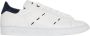 Kiton Witte kalfsleren sneakers met blauwe stiksels - Thumbnail 1