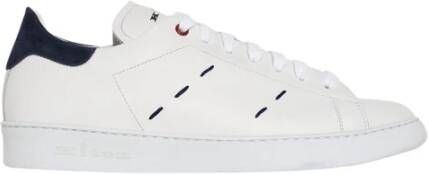 Kiton Witte kalfsleren sneakers met maxi-stiksels Wit Heren