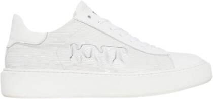 Kiton Witte Leren Sneaker met Golvende Structuur en Verhoogd Logodetail Wit Heren