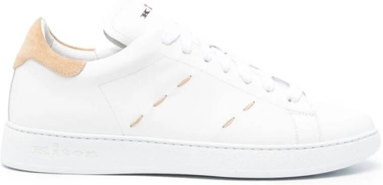 Kiton Witte Leren Sneakers met Decoratieve Stiksels White Heren