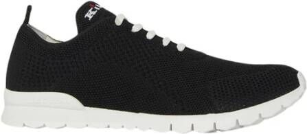 Kiton Zwarte Knit Sneakers met Witte Zool