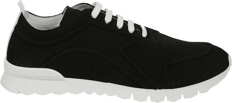 Kiton Zwarte Sneakers met Witte Details Black Heren