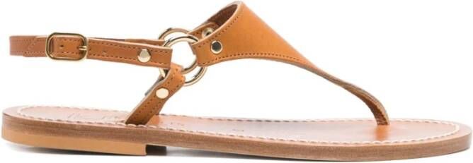 K.jacques Bruine Leren Sandalen met Enkelband