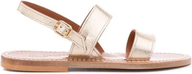 K.jacques Gouden Sandalen Dubbele Band Gesp-Sluiting Beige Dames