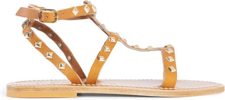 K.jacques Gouden Studs Leren Blokhak Sandalen