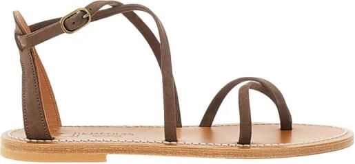 K.jacques Lage leren en suède sandalen