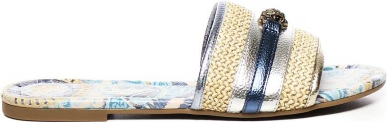 Kurt Geiger Canvas Printed Sandalen in Beige Zilver