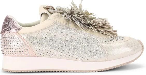 Kurt Geiger Islington Pom Pump leren slip-on sneakers met strass lichtroze
