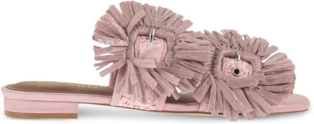 Kurt Geiger London Raffia Buckle Flat Sdl Slippers Dames Roze