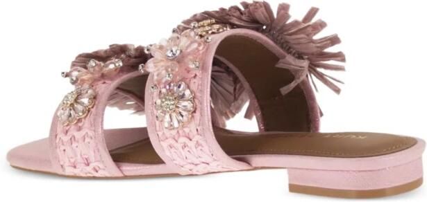 Kurt Geiger London Raffia Buckle Flat Sdl Slippers Dames Roze - Foto 6