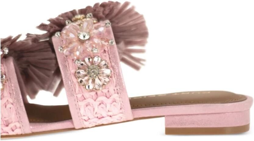 Kurt Geiger London Raffia Buckle Flat Sdl Slippers Dames Roze - Foto 3