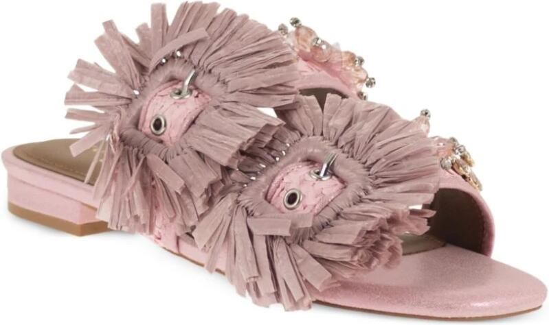 Kurt Geiger London Raffia Buckle Flat Sdl Slippers Dames Roze - Foto 4