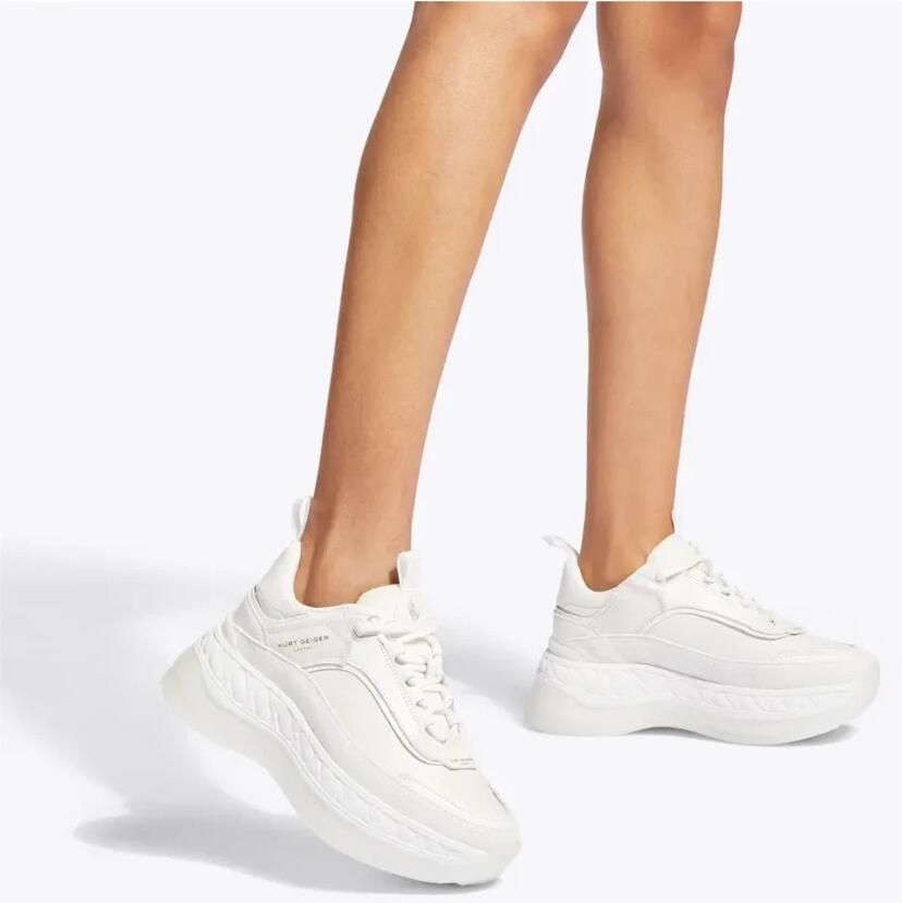 KURT GEIGER LONDON Lage Sneakers Dames Kensington Pump Sneaker Leer Wit - Foto 2