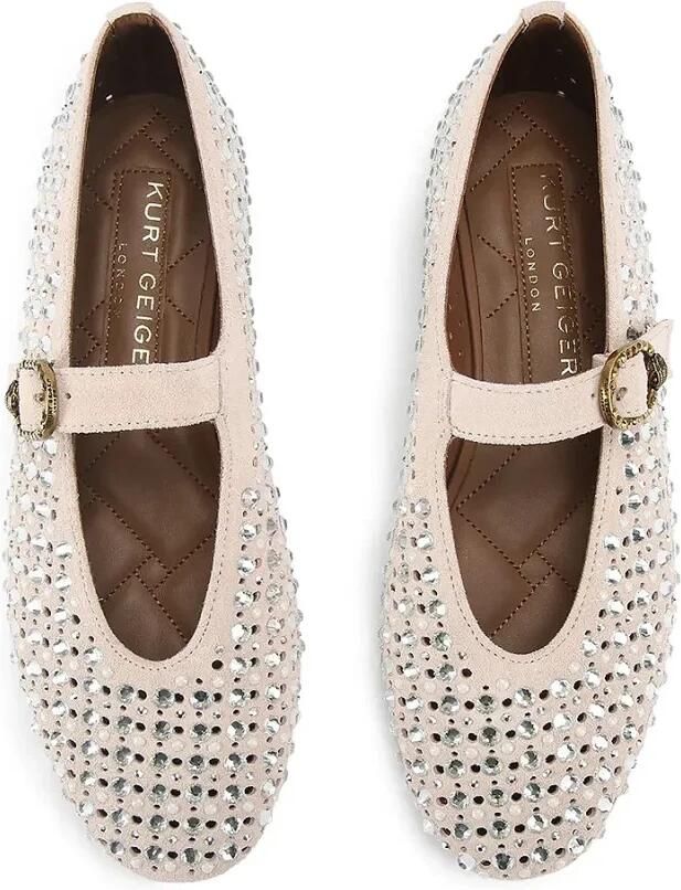 Kurt Geiger Mayfair suède ballerina's met parels en strass beige - Foto 5