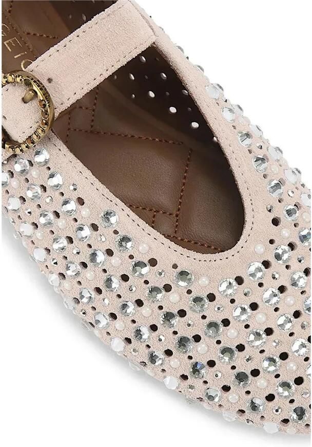 Kurt Geiger Mayfair suède ballerina's met parels en strass beige - Foto 7