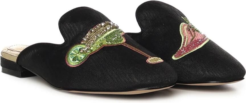 Kurt Geiger London Embroidedered Slipper Instappers Dames Zwart - Foto 2