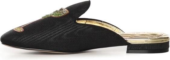 Kurt Geiger London Embroidedered Slipper Instappers Dames Zwart - Foto 3