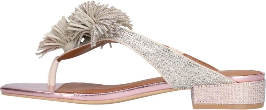 Kurt Geiger London Pom T-bar Flat Sandal Slippers Dames Roze - Foto 6
