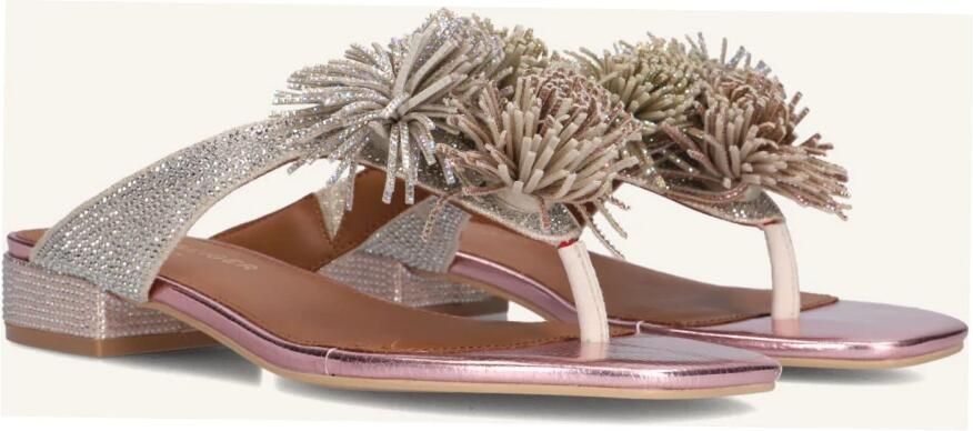 Kurt Geiger London Pom T-bar Flat Sandal Slippers Dames Roze - Foto 2