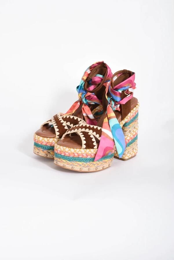 Kurt Geiger Regenboog Sjaal Plateau Sandalen - Foto 2