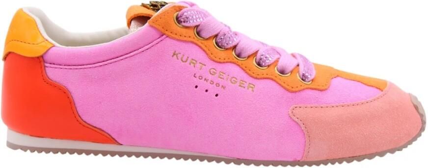 Kurt Geiger Islington suède sneakers met strass roze oranje