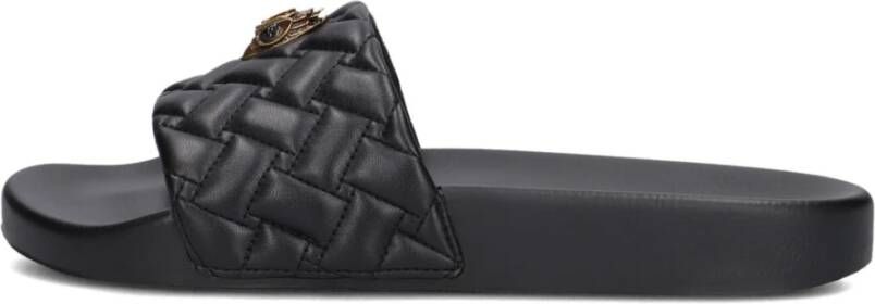 Kurt Geiger Zwarte Leren Look Eagle Slippers
