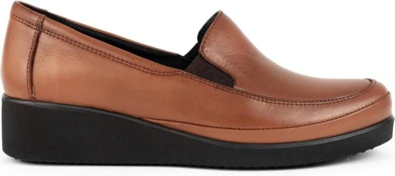 La Conte Bruine Gesloten Loafers voor Vrouwen