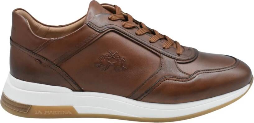 LA MARTINA Bruin Leren Platte Schoenen Havana Brown Heren