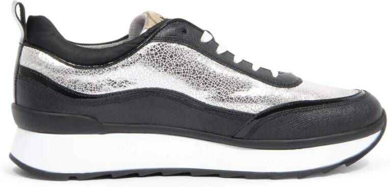 La Martina Zwarte leren schoenen met zilveren details