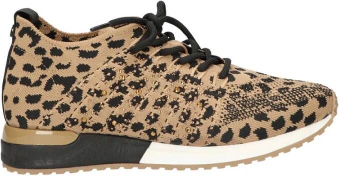 La strada Luipaard Gebreide Sneaker Brown Dames