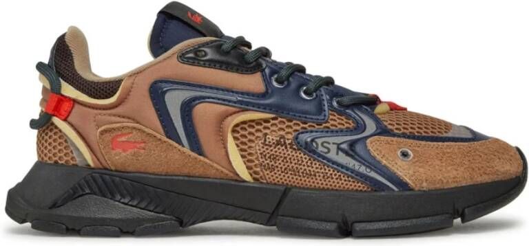 Lacoste Athleisure Leren Mesh Sneakers Bruin