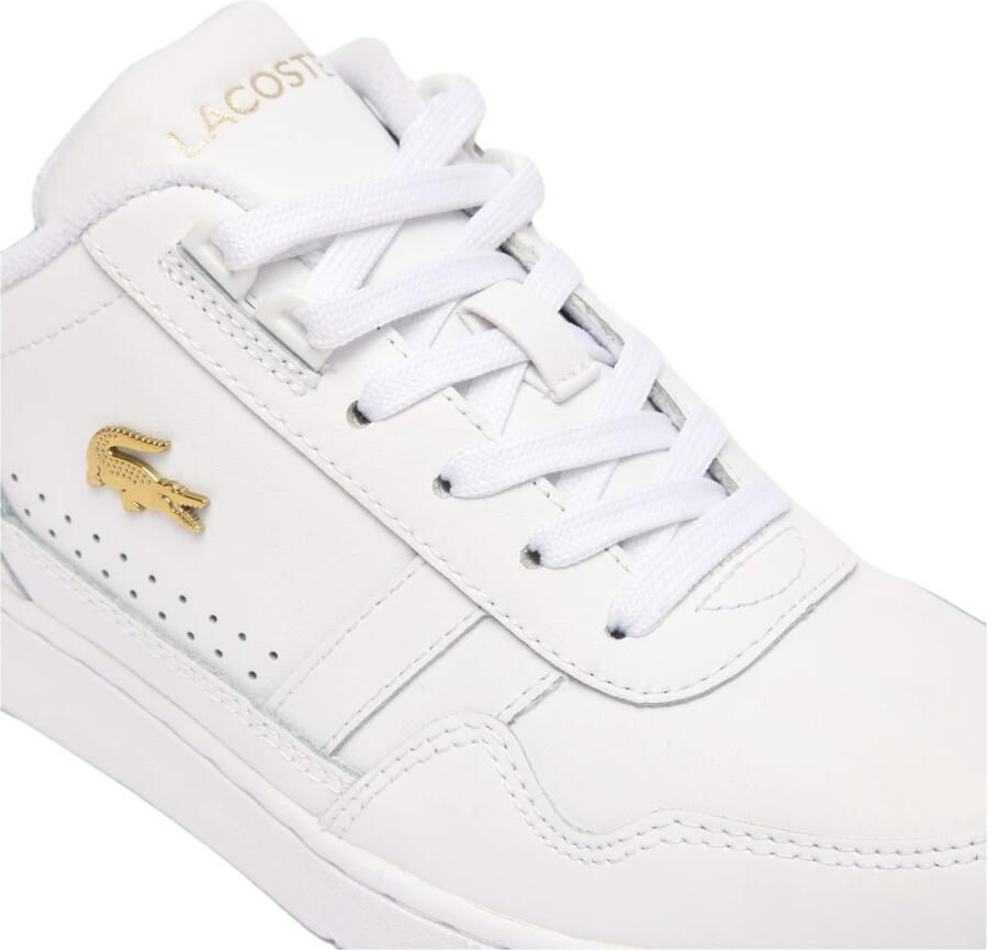 Lacoste Logo Sneaker Mat Leer Label Ingedrukt Vetersluiting White Dames - Foto 8