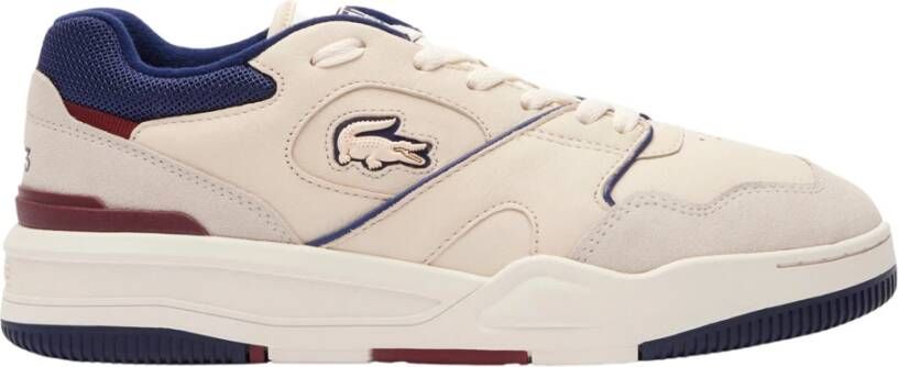 Lacoste Lineshot Leren Off White & Navy Sneakers Beige Heren