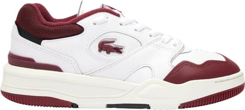 Lacoste Lineshot Leren Wit & Bourgondische Dames Sneakers Wit Dames