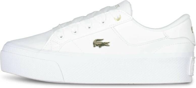 Lacoste Logo Sneaker Mat Leer Label Reliëf White Dames
