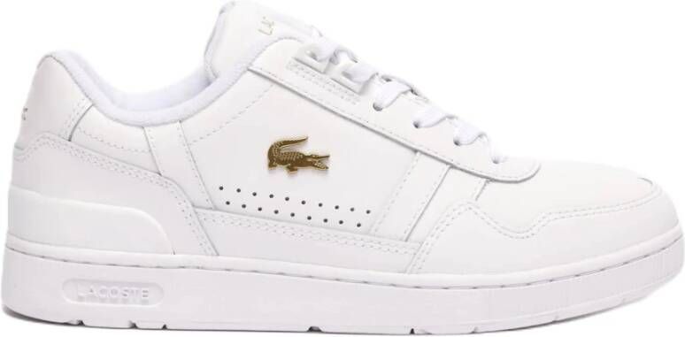 Lacoste Logo Sneaker Mat Leer Label Ingedrukt Vetersluiting White Dames