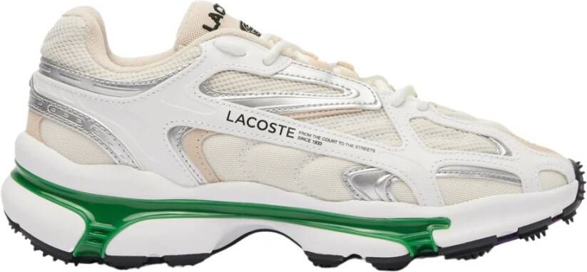 Lacoste Wit Groen Leren Sneakers White Dames