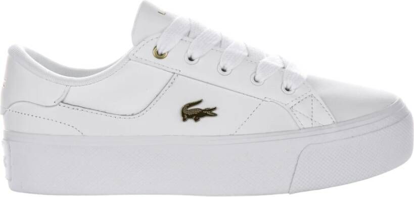 Lacoste Witte Gouden Platform Sneakers Vrouwen White Dames