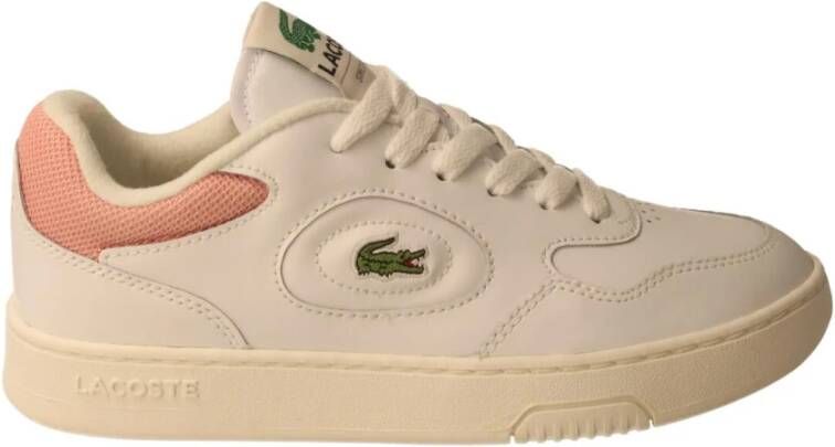 Lacoste Witte leren sneakers met roze detail Multicolor Dames