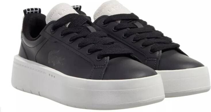 Lacoste Zwarte Leren Sneakers met Logo-Embossing Black Dames