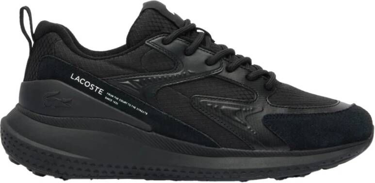 Lacoste Zwarte vetersneaker Sportieve stijl Black Heren