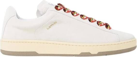 Lanvin Aztec-Weave Vetersluiting Suède Sneakers Beige Heren